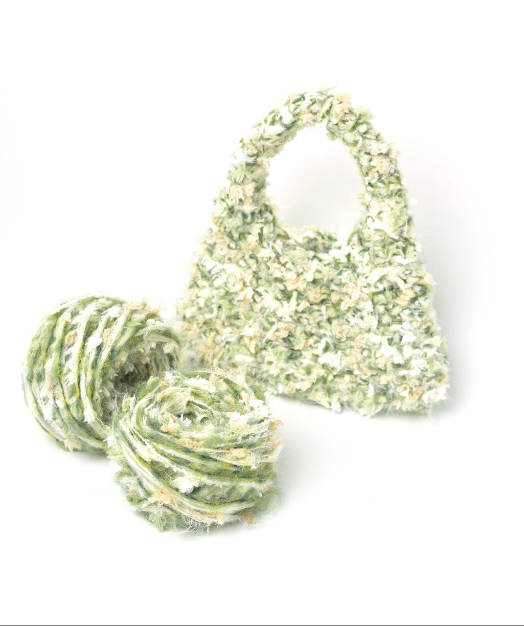 Handmade Meadow Mist crocheted hand bag